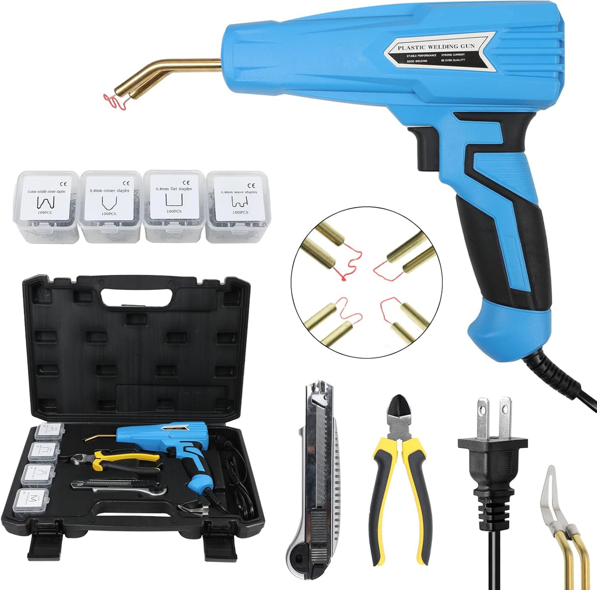 Plastic Welder Kit with 100PCS Staples and Pliers C4189
