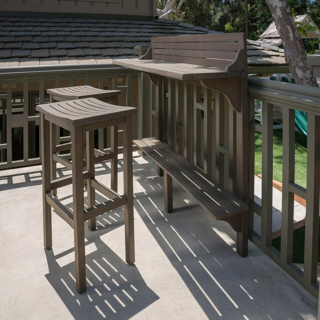 3-Pcs Acacia Wood Outdoor Bar Set, Grey Finish N4557