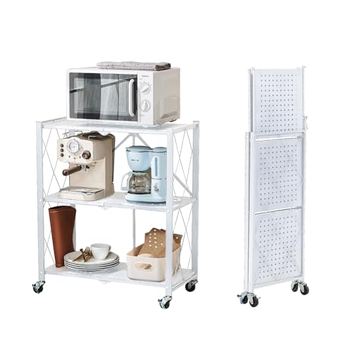 4-Shelf Foldable Metal Storage Shelves with Wheels V47778