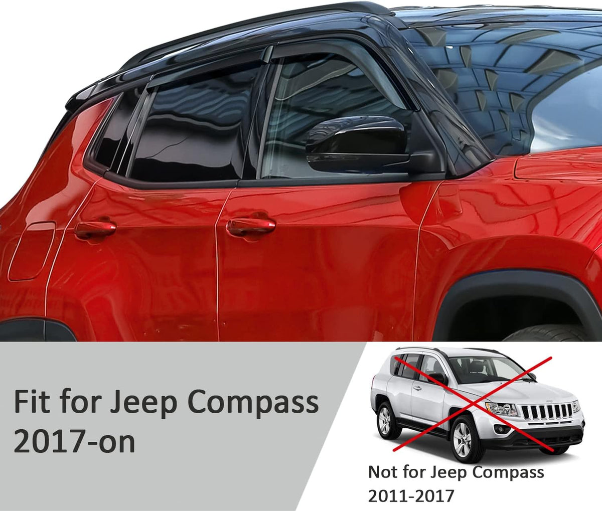 4 Pieces Black Rain Guards for Jeep Compass D1085