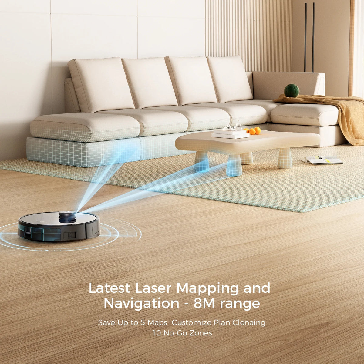 6000Pa Suction Lidar Navigation Robot Vacuum and Mop Combo B8671