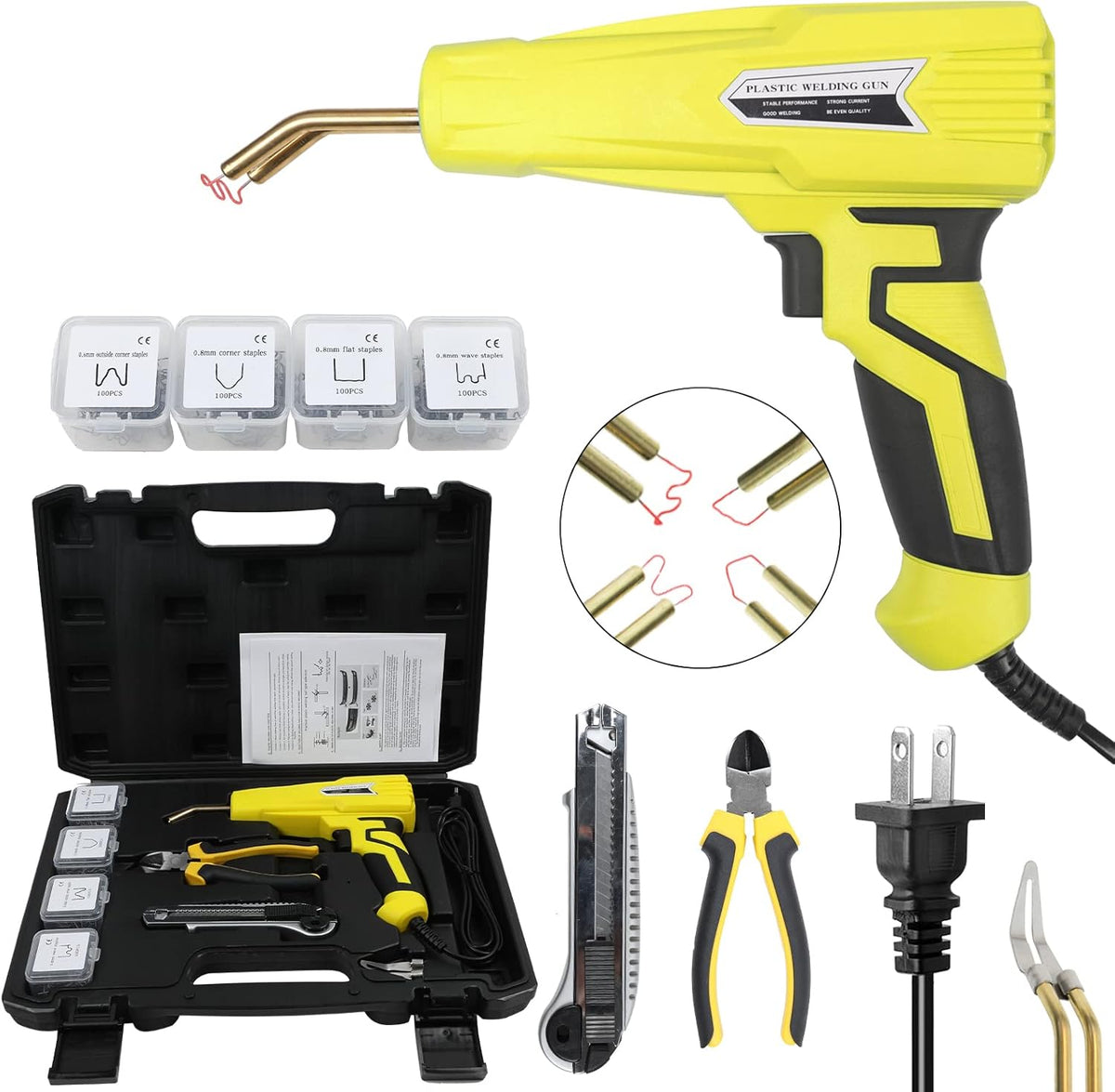 Plastic Welder Kit with 100PCS Staples and Pliers C4189