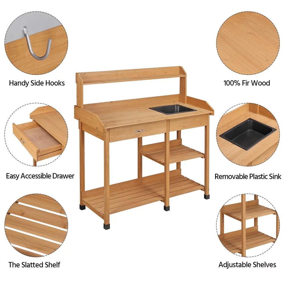Cedarwood Potting Bench with Sink M266