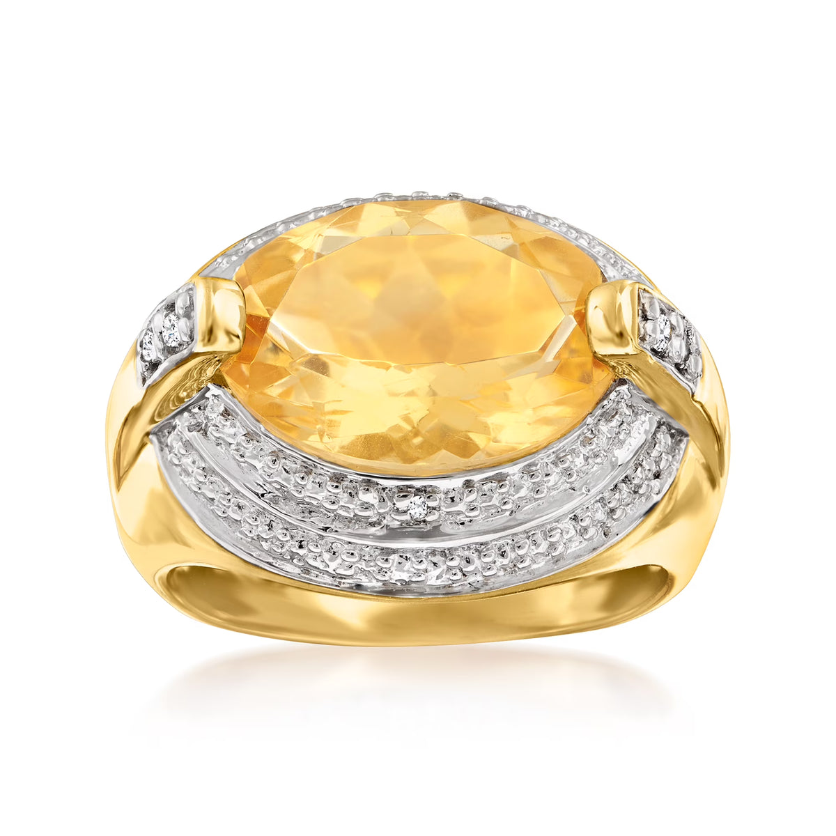 5.50 Carat Citrine Ring With White Topaz Accents in 18kt Gold Over Sterling S68472