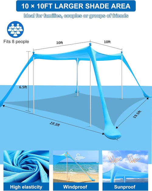 10×10FT Pop Up Beach Canopy Sun Shelter with 4 Aluminum Poles C512677