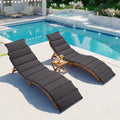 Portable Wood Chaise Lounge Set with Foldable Tea Table S303
