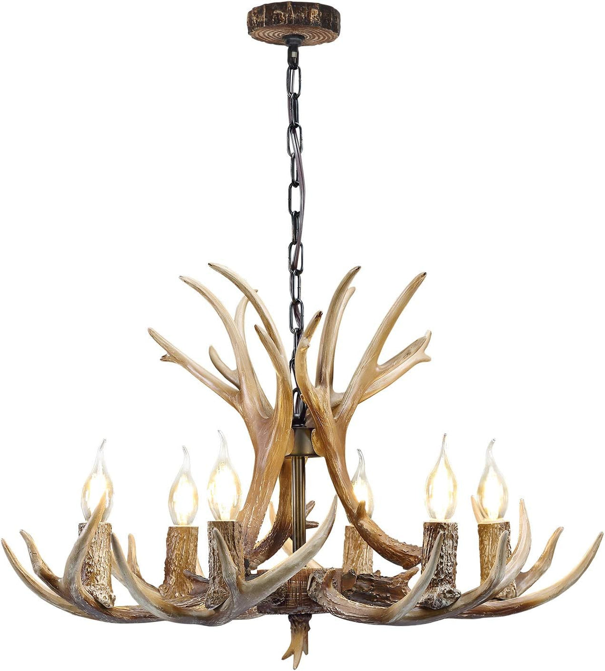 6 Light Resin Deer Antler Chandelier N478036