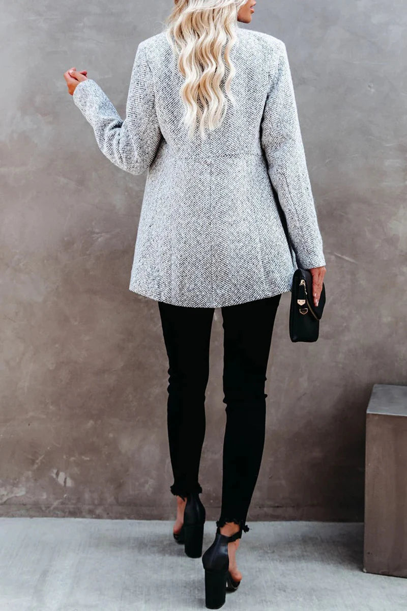 Solid Mandarin Collar Outerwear E14472