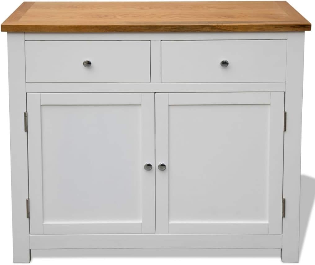 Oak Top Wooden Buffet Sideboard Storage Cabinet with 2 Drawers I683