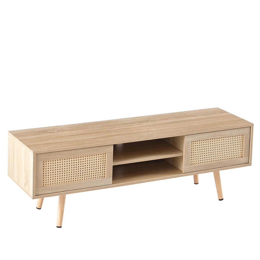 55 Inch Rattan TV Stand with Cabinet Storage J63486