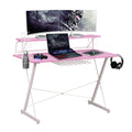Computer Gaming Desk with Shelve - 41.5" - Pink and White Q835