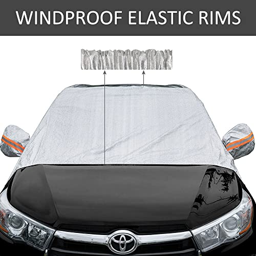 Heavy Duty Windshield Cover with Mirror Covers and Anti-Theft Tuck-in Flaps W138844