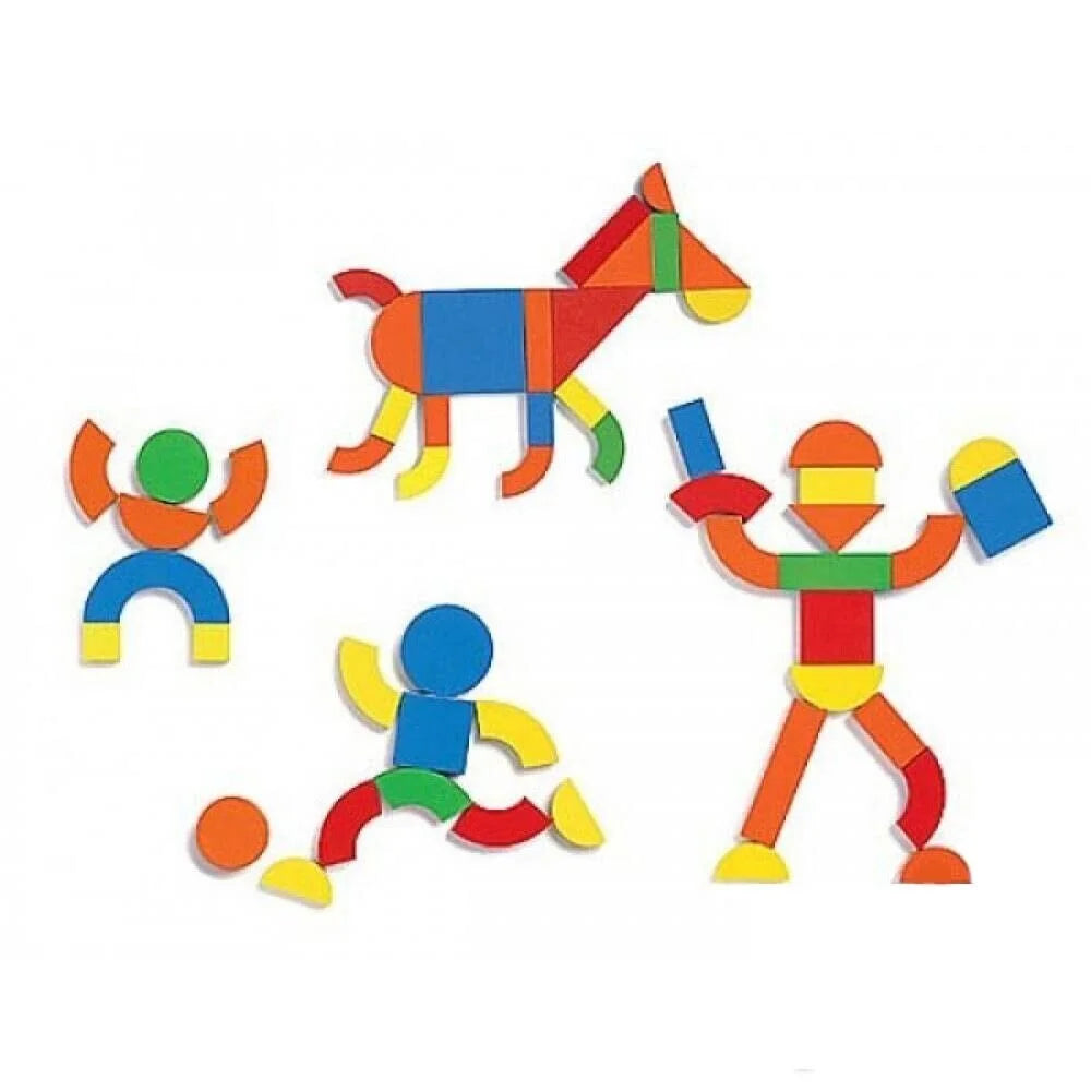 Magnetic Wooden Pattern Blocks Set with Carrying Case T261767