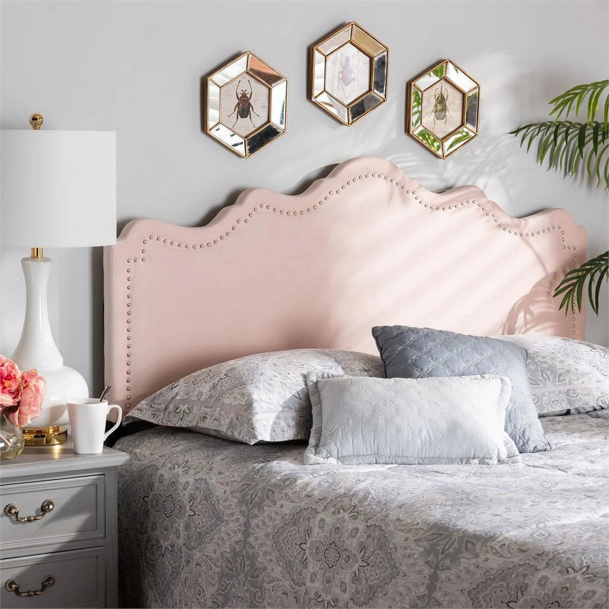 Velvet Queen Headboard in Light Pink W8495