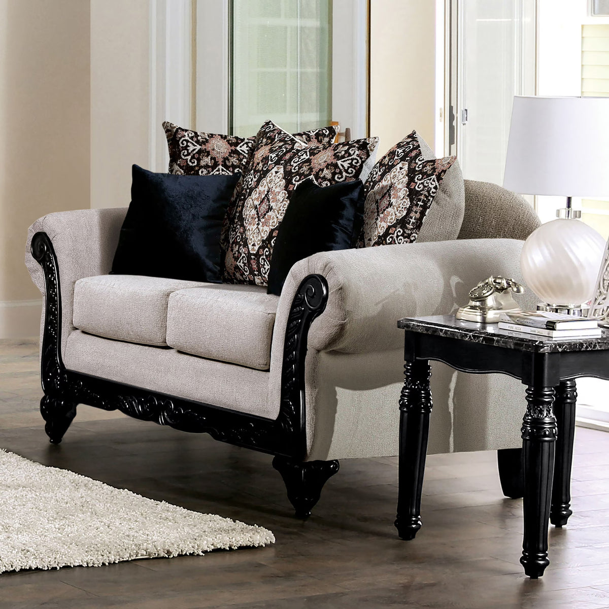 Light Brown Chenille Loveseat A896