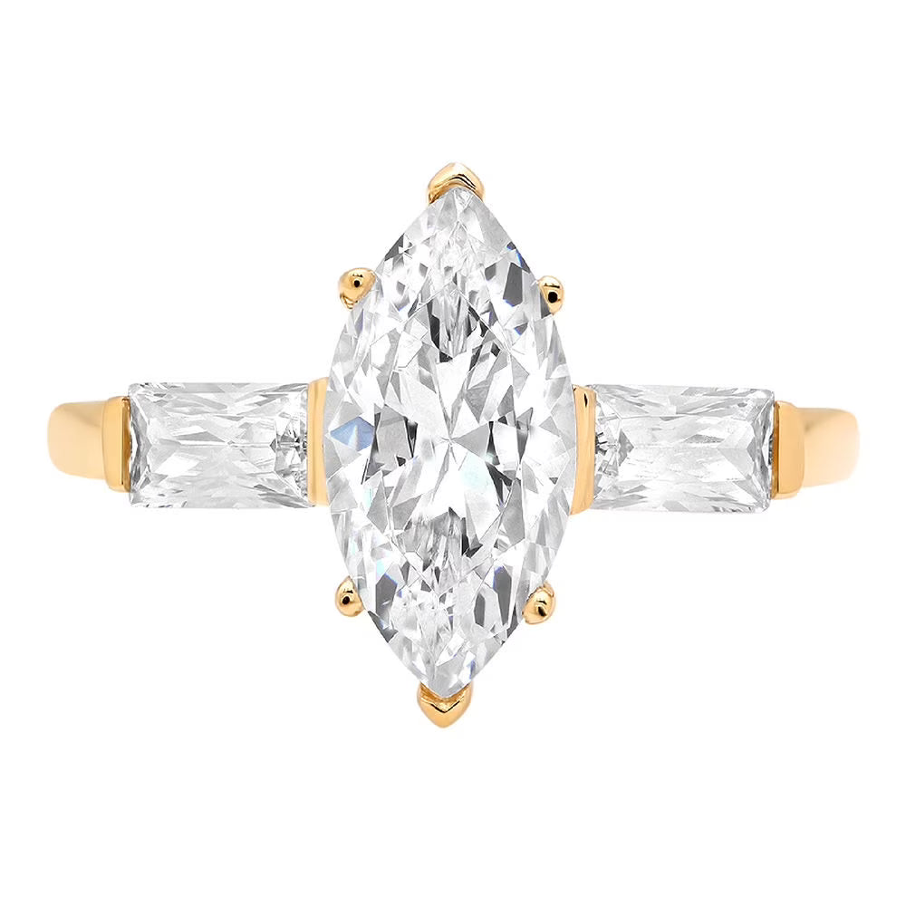 18k Yellow Gold 3 stone Moissanite Ring Size 9.25 O6391