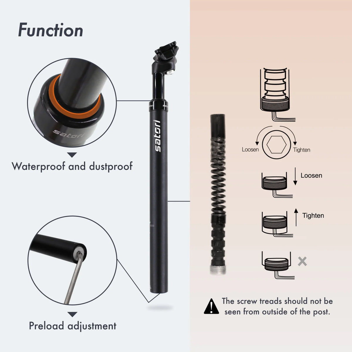 Suspension Seatpost Shock Absorber for MTB 27.2/28.6/30.0/30.4/30.9/31.6mm 355MM Bike Seat Post Setback X990