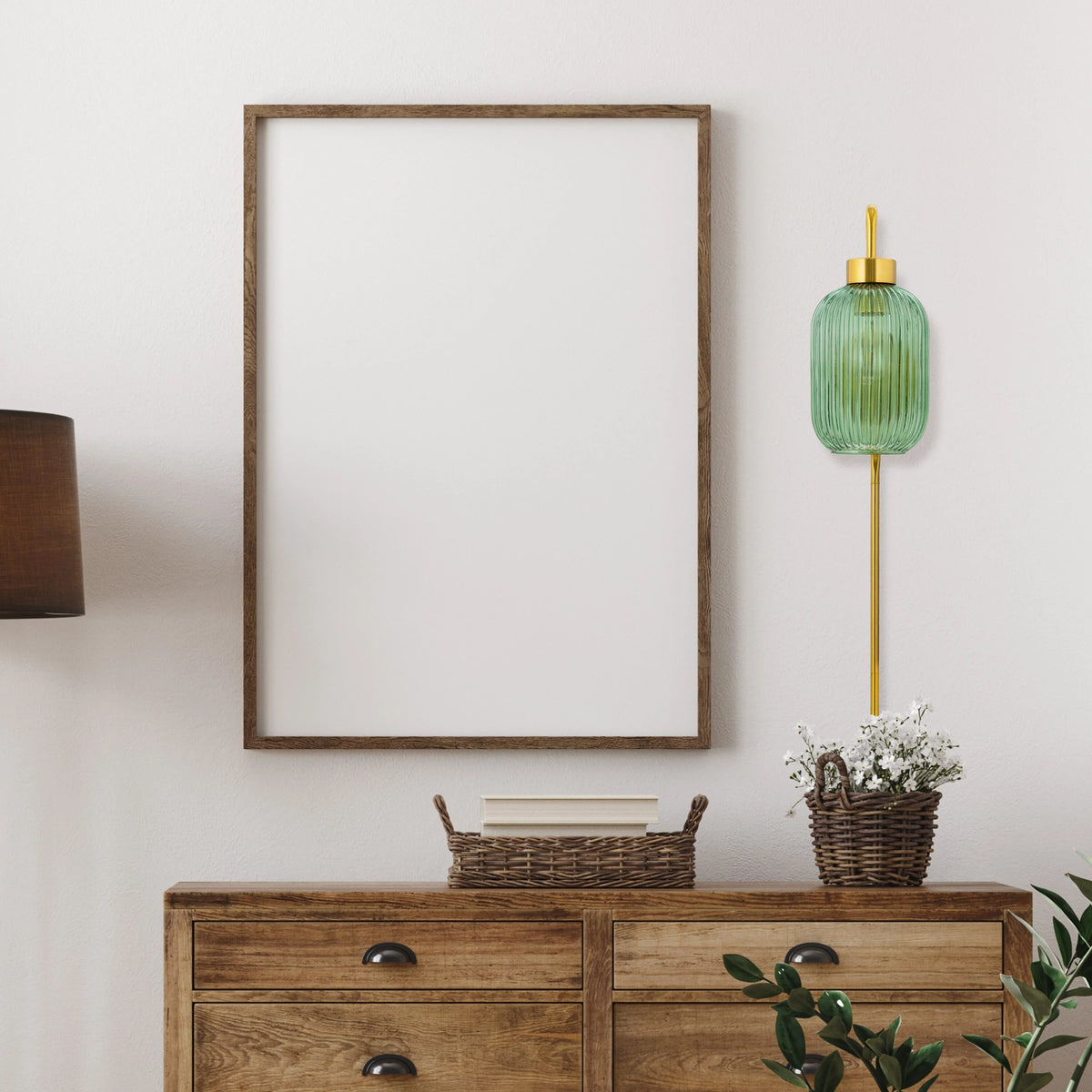Green Glass and Metal Retro Wall Sconce Y1296