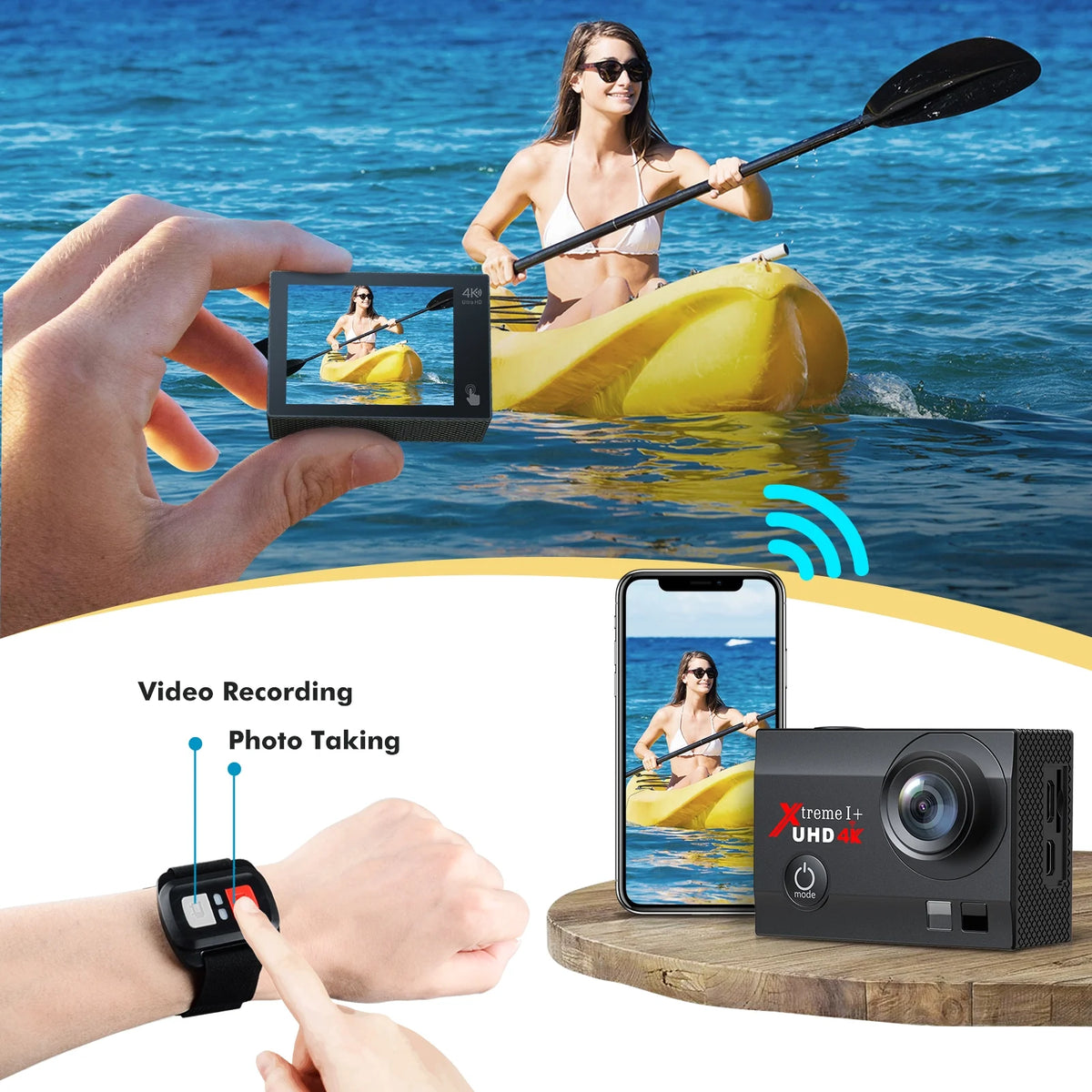 4K 20MP Waterproof Action Camera with WiFi EIS 170° Wide Angle K60238