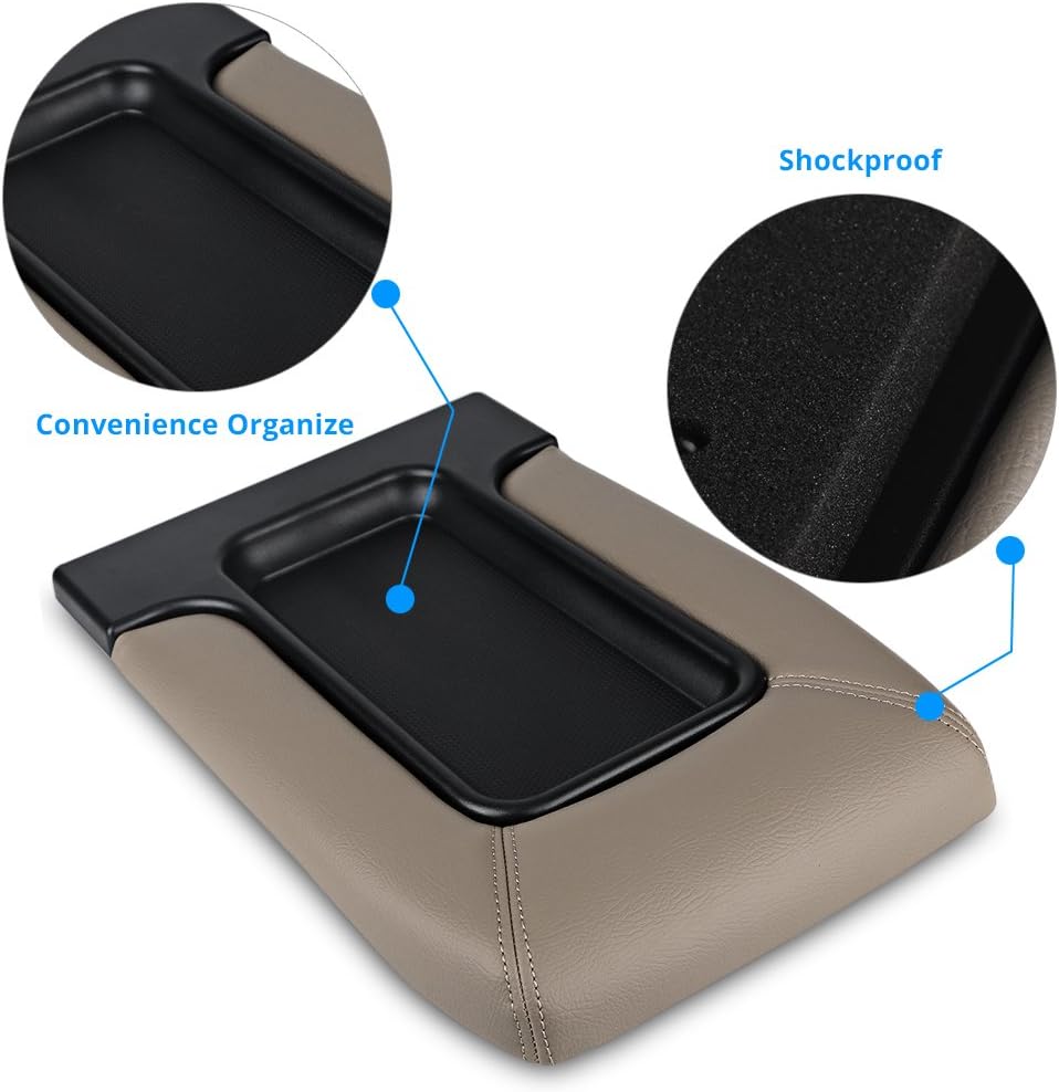 Tan Center Console Lid Replacement Cover Armrest Kit Pack of 2 S4782