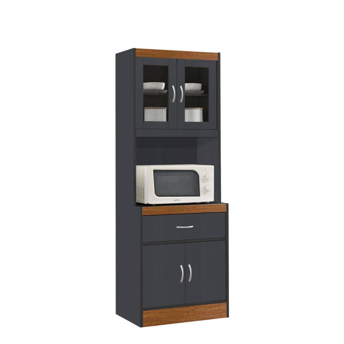 Gray and Beige Kitchen Cabinet with Pull-Out Drawer K968