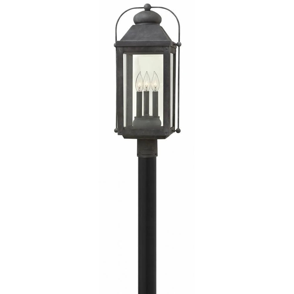 3 Light Outdoor Post Top or Pier Mount Lantern 11 inches Wide 24.25 inches High Aged Zinc A48408