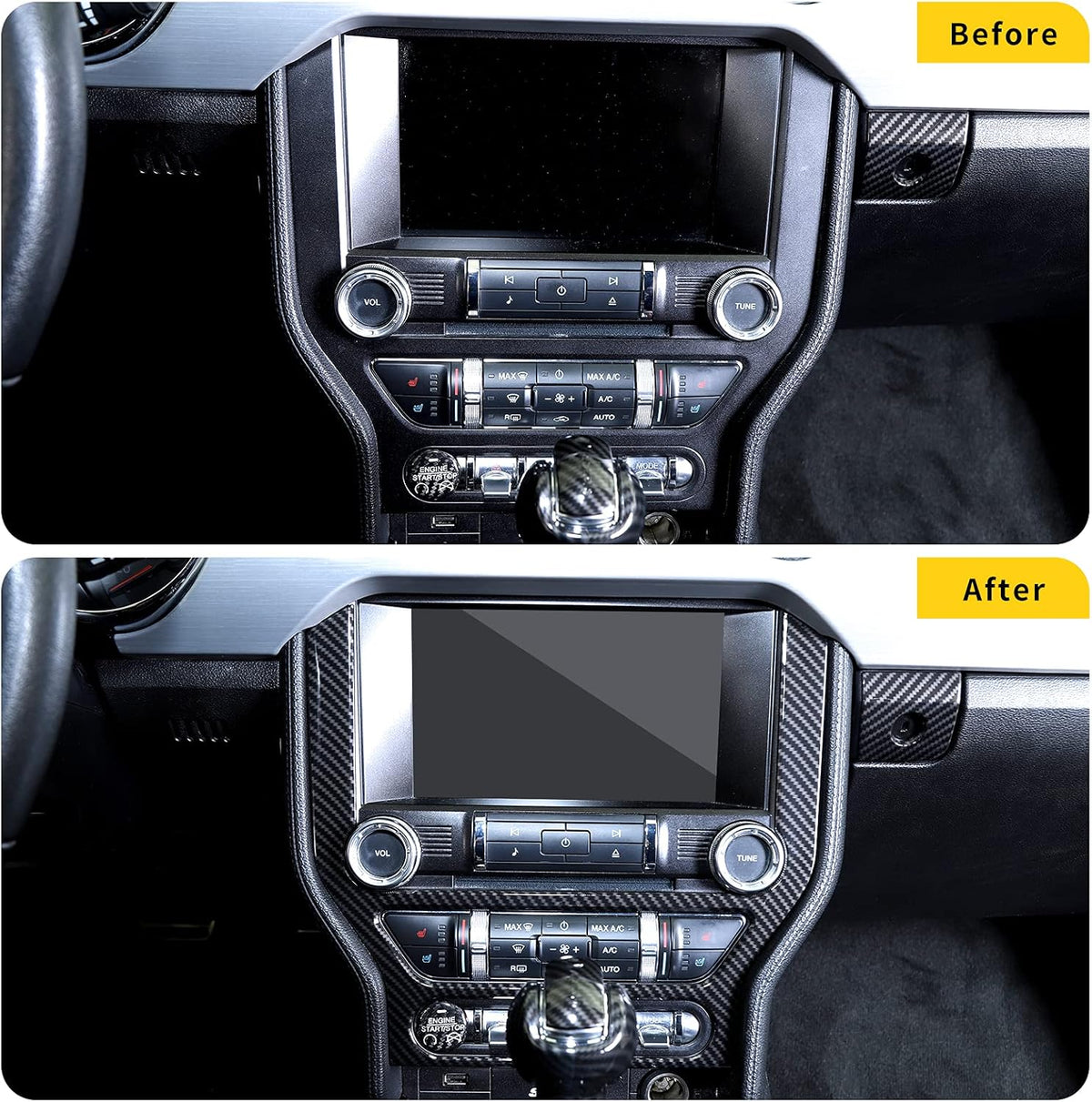 Carbon Fiber Center Console Multimedia Panel Decoration Trim Sticker Pack of 2 V330837