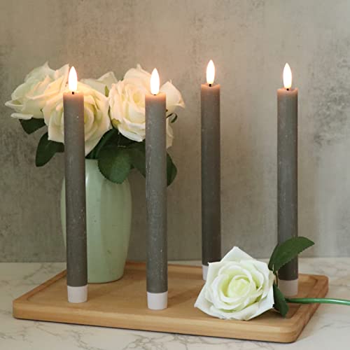 Flameless Ivory Taper Candles with Remote, Battery Operated Led 3D Wick Real Wax Pack of 6 X951106