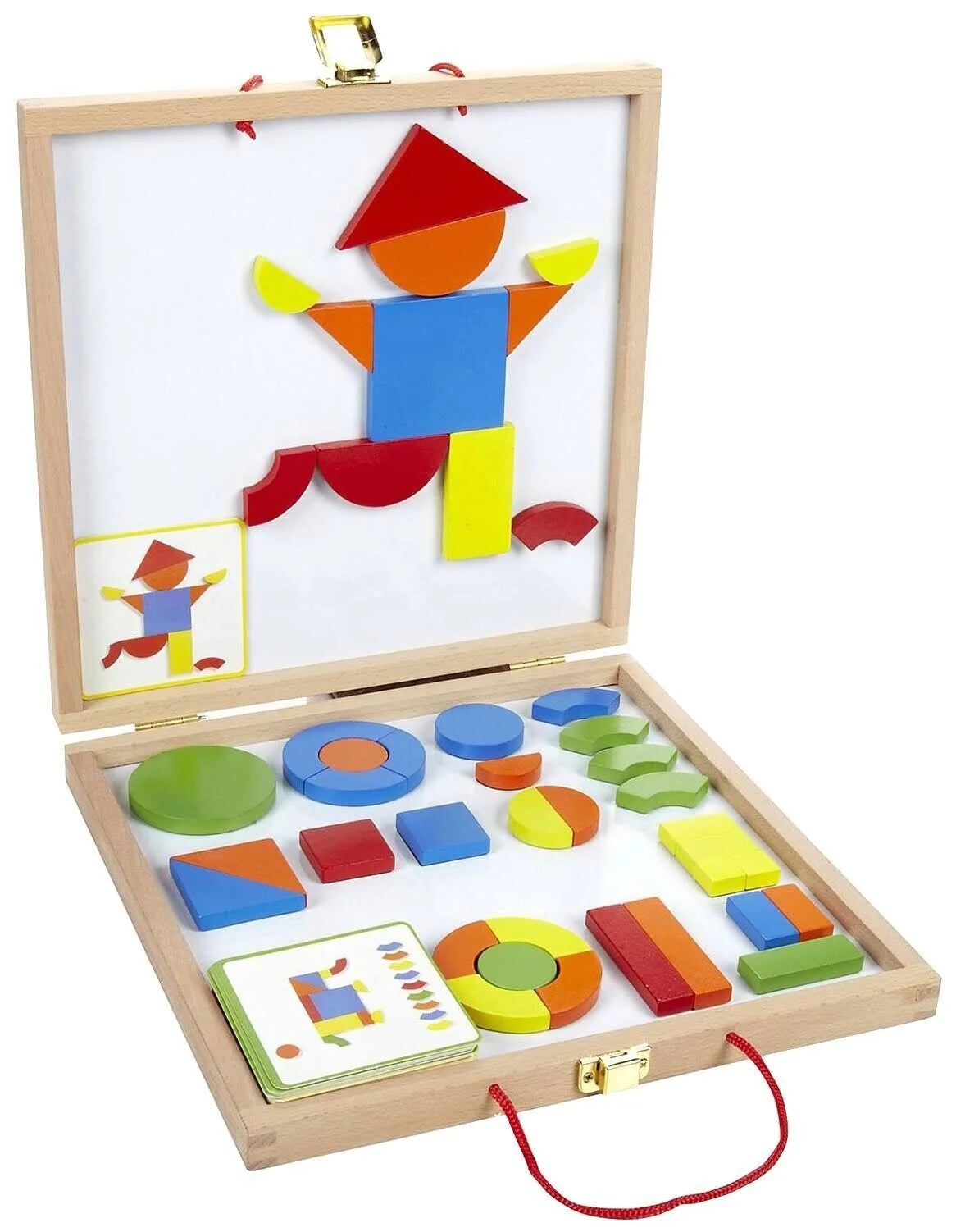 Magnetic Wooden Pattern Blocks Set with Carrying Case T261767