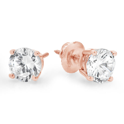 18K Rose Gold Diamond Stud Earrings H371
