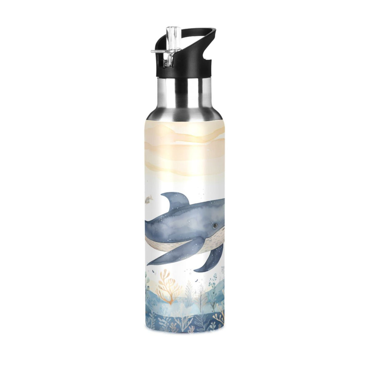 Stainless Steel Insulated Thermos Vacuum Flask Water Bottle with Straw Lid O745642