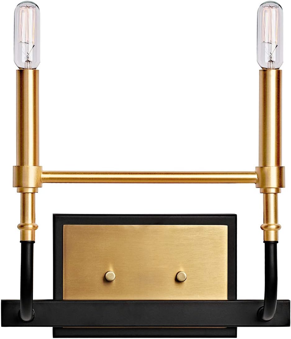 1-Light Gold Wall Sconces Black and Brushed Brass Finish Single Vanity Light T9308