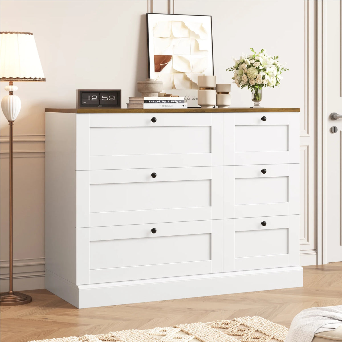White 6 Drawer Wood Dresser M87466