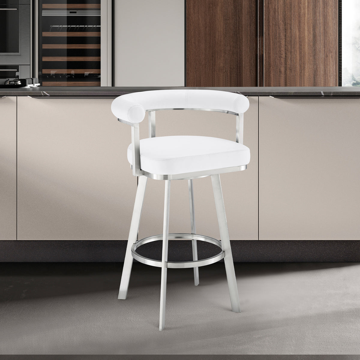 White/Chrome Swivel Counter Stool R423