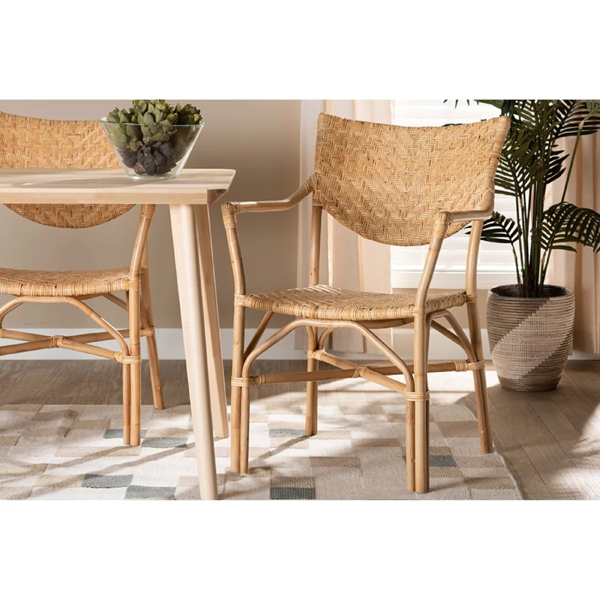 Natural Brown Rattan Dining Chair Q6410