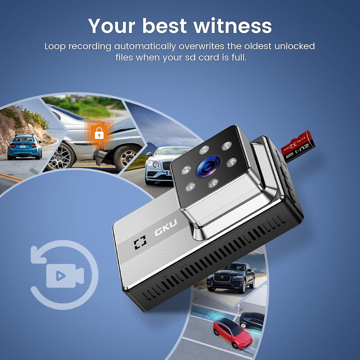 Dash Cam Front and Rear Full HD Dual 1080P 170° Wide Angle Car Camera with Night Vision, Parking Monitor, Motion Detection, Loop Recording Pack of 2 T458