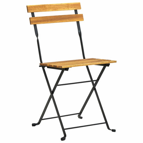 3 Piece Folding Bistro Set Acacia Wood Tabletop Steel Frame Y570