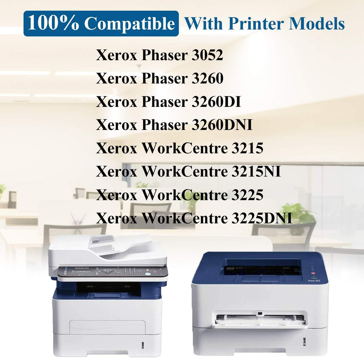 2 - Pack Toner Cartridge & Drum Replacement for Xerox Phaser 3260 Printer R58680