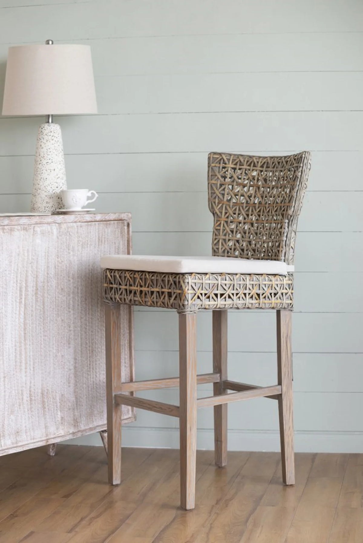 Gray Woven Padded Seat Bar Chair N5988