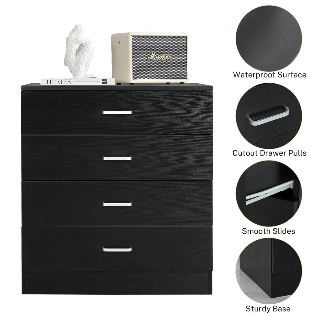 Black 4 Drawer Dresser C476