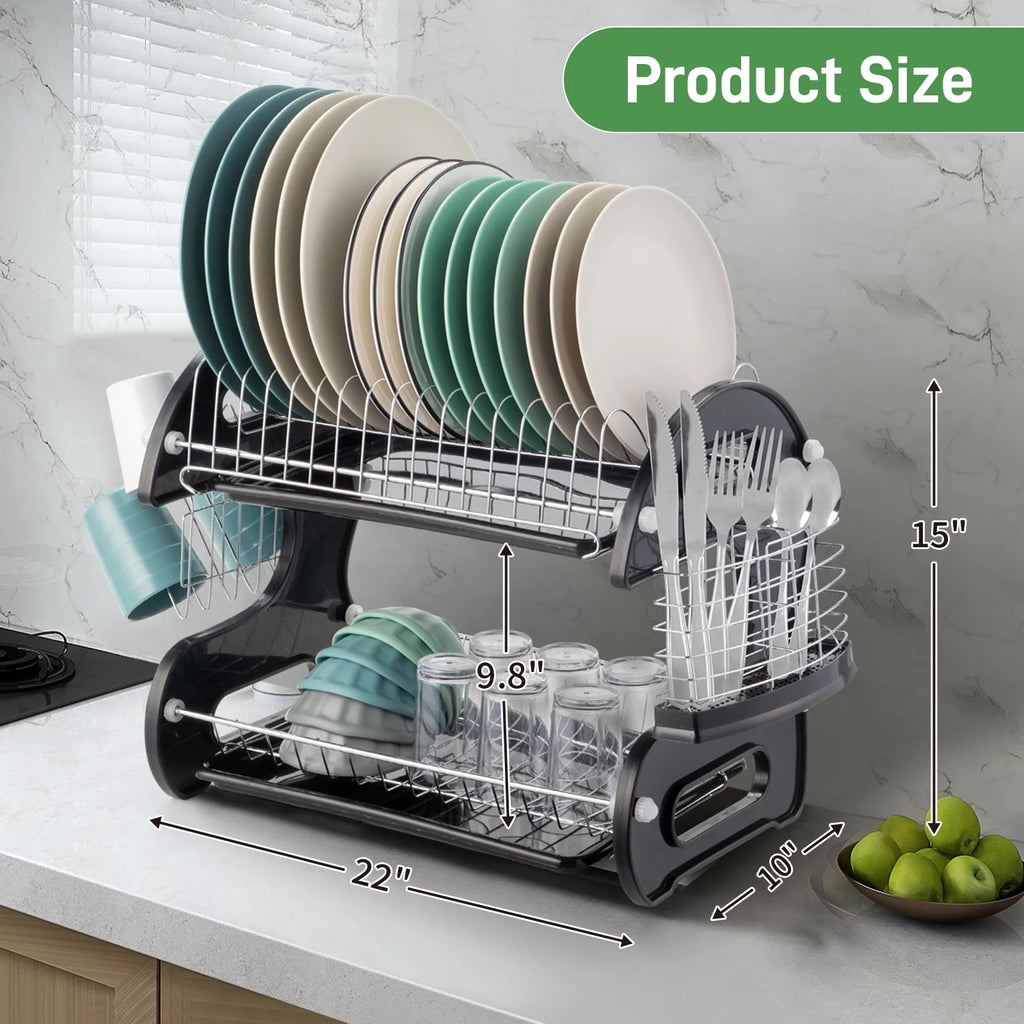 2-Tier Black Dish Drainer A248