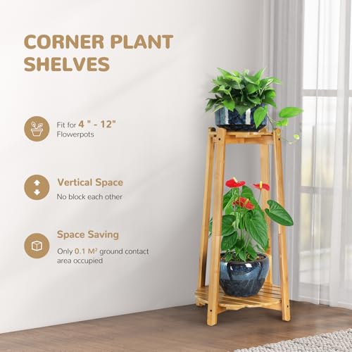 2 Tier Round Bamboo Plant Stand 12 Inch F962541