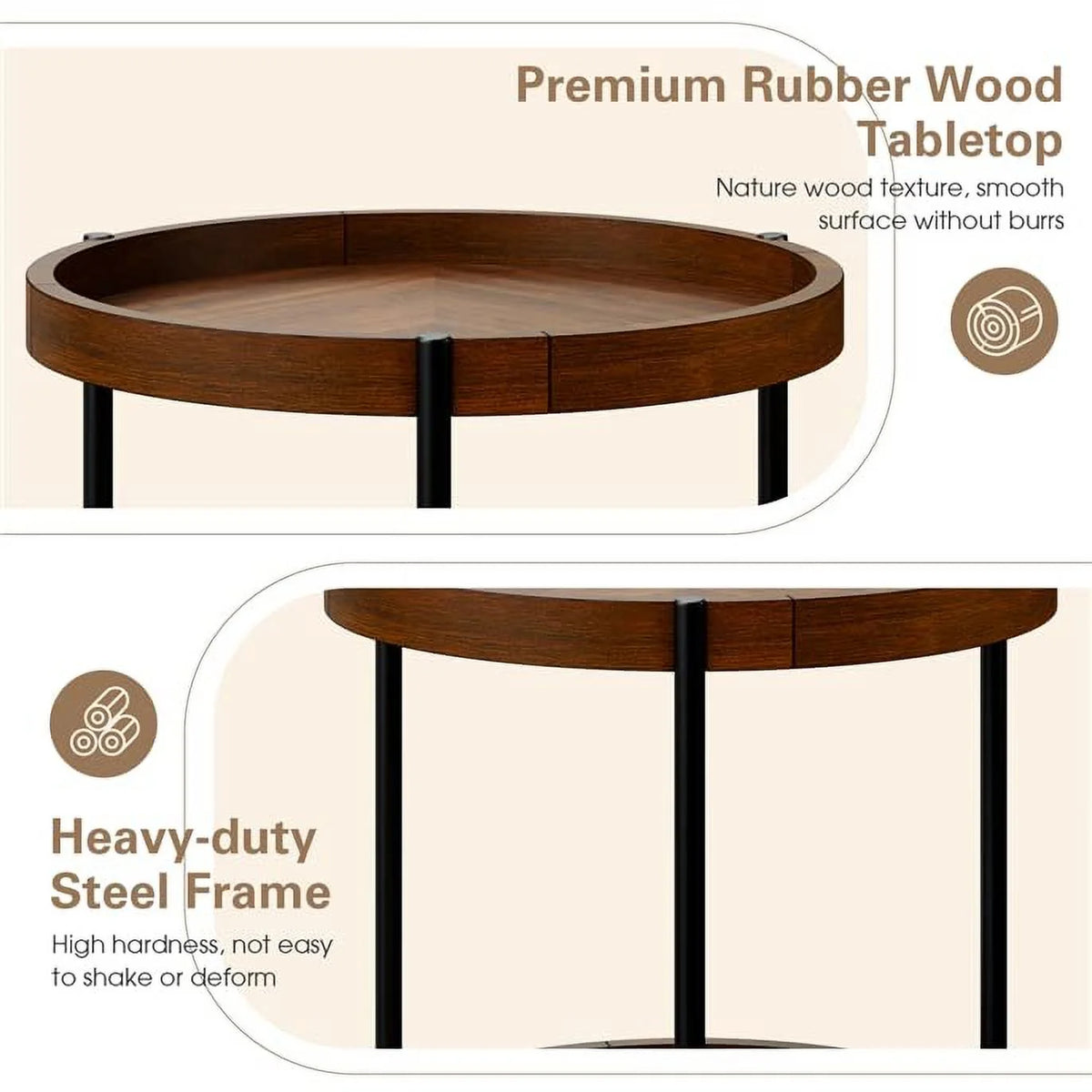 Round 2-Tier Side Table with Bottom Shelf T819416