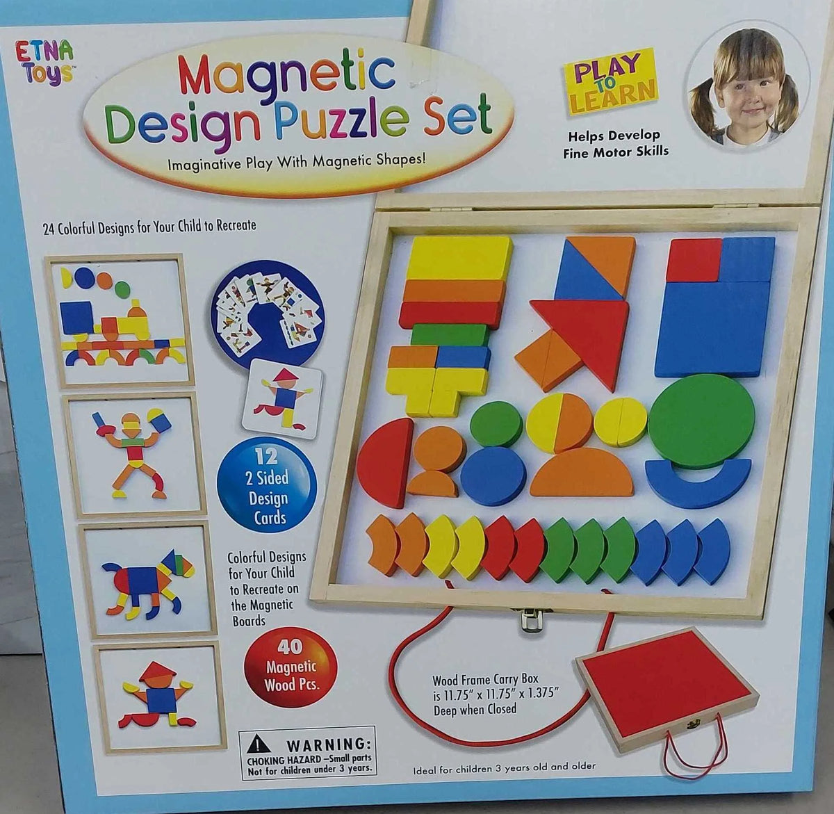 Magnetic Wooden Pattern Blocks Set with Carrying Case T261767