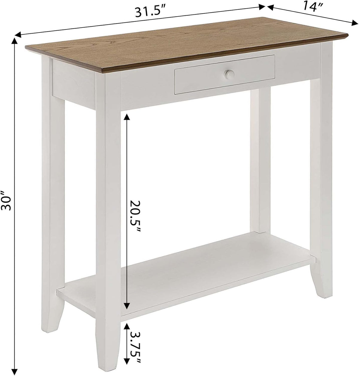 1-Drawer Hall Table with Shelf, Driftwood/White S421