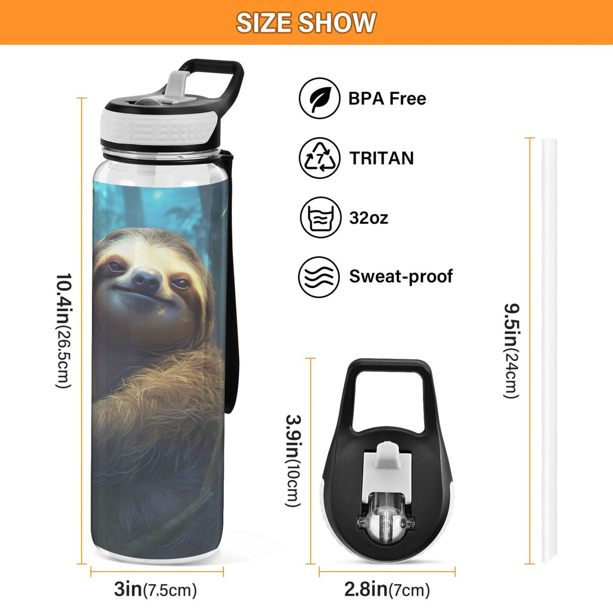32oz Tritan Leakproof Clear Water Bottle with Straw I11324