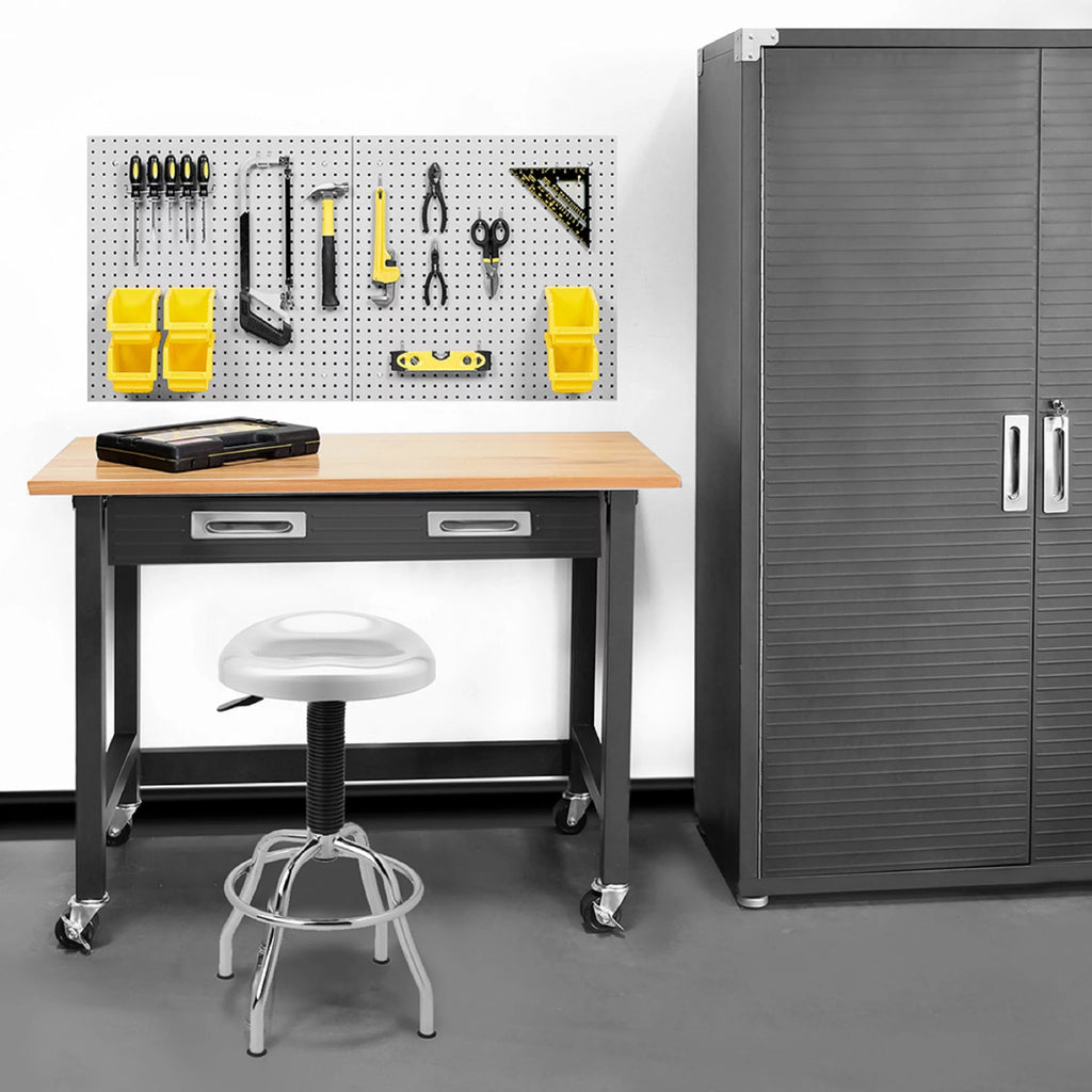 Heavy-Duty Wood Top Workbench with Drawer on Wheels A1066