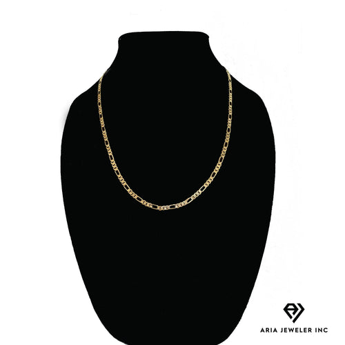 14k Bonded Gold Necklace with Red Rose Pendant, 14K Figaro Chain Necklace F16774