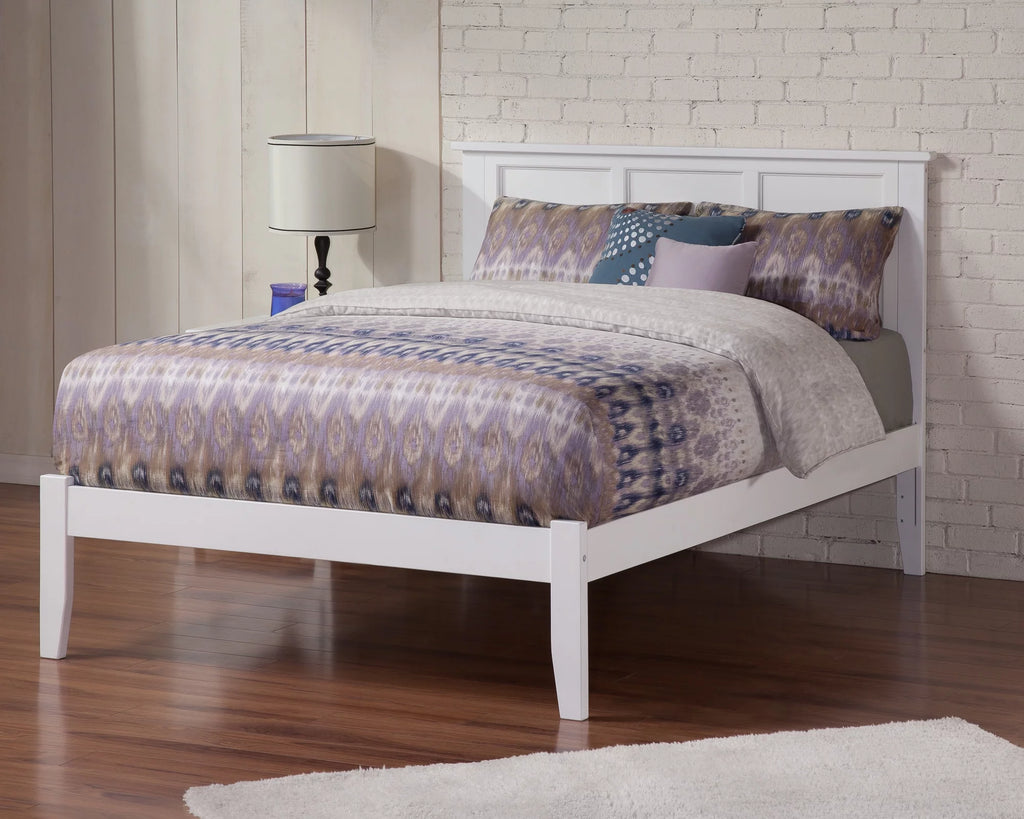Queen Solid Wood Platform Bed with Panel Headboard in White E126882