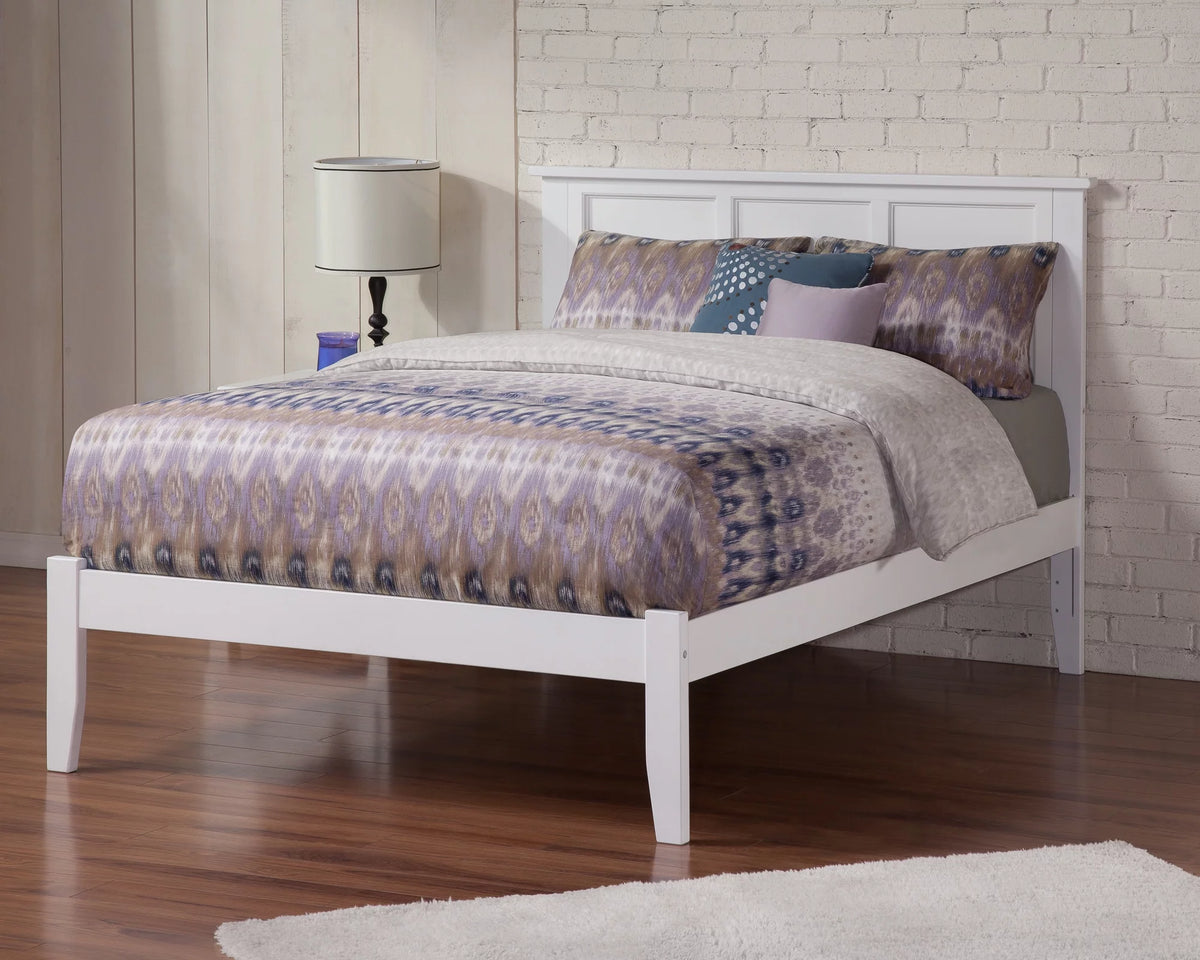Queen Solid Wood Platform Bed with Panel Headboard in White E126882